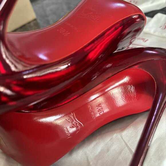 Christian Louboutin Kate 100 Patent Psychic Red Pumps - Picture 8 of 9